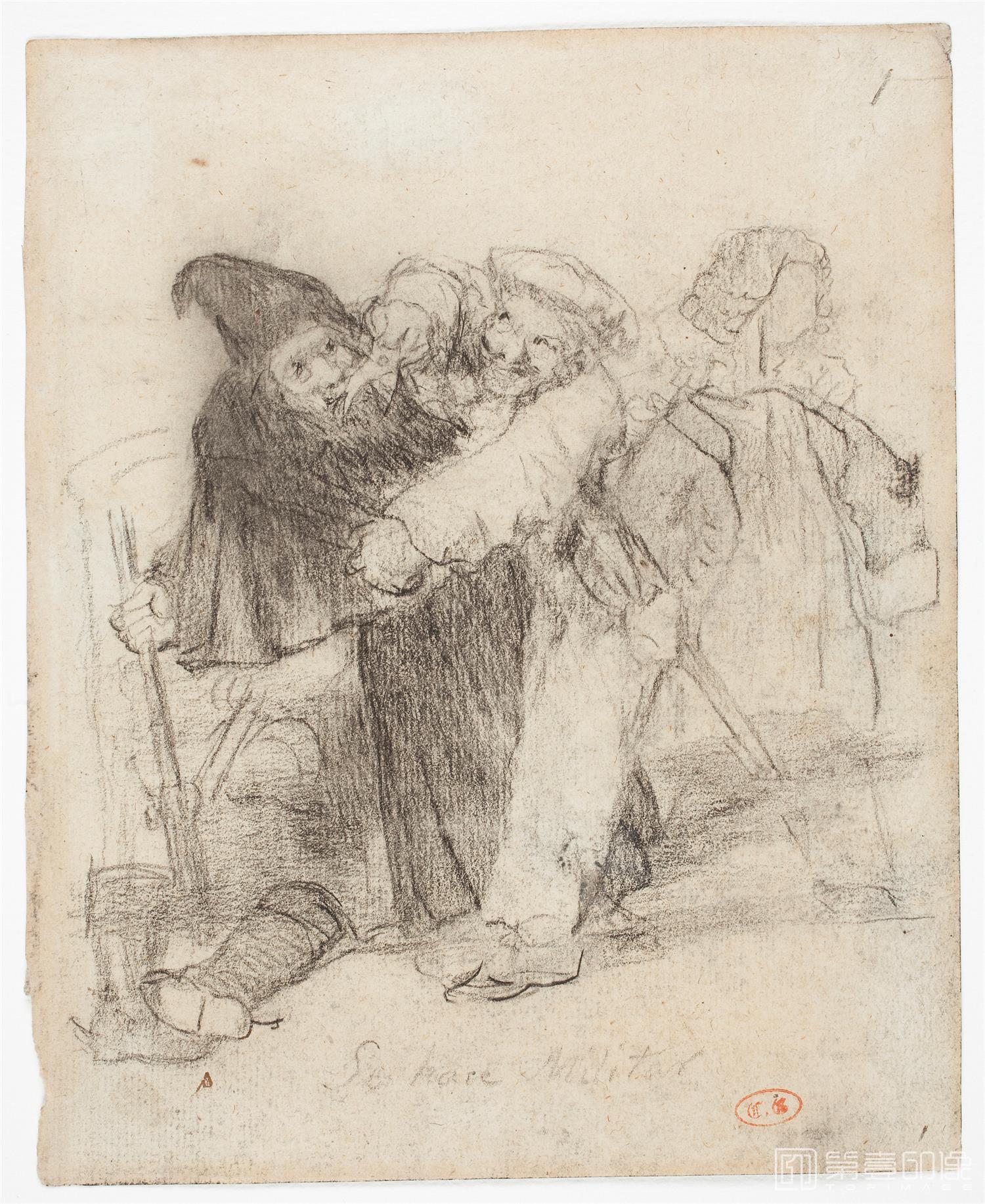 素描-西班牙普拉多美术馆素描藏画-Goya y Lucientes, Francisco de-Se hace militar-1109